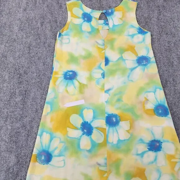 Vintage Jams World Dress Womens Medium Colorful Ivory Flower Sleeveless USA Made - Picture 13 of 16